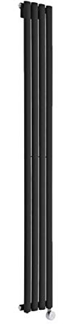 MILANO 600W Black Vertical Single Oval Panel Electric Radiator 1780 x 236mm
