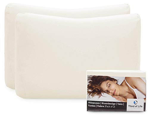 Kissenbezug Elfenbein-weiß Doppelpack, Perfekt für Nackenstützkissen MATAR | Baumwolle (Double Jersey), Bügelfrei & trocknergeeignet, Kissenhüllen 2er Set mit Reißverschluss, Oeko-Tex zertifiziert