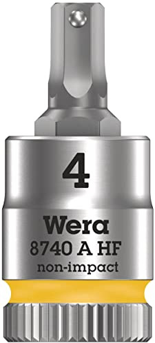 Wera 05003333001 8740 A HF Zyklop Bitnuss mit 1/4-Antrieb mit Haltefunktion, 4.0 x 28 mm, Gelb