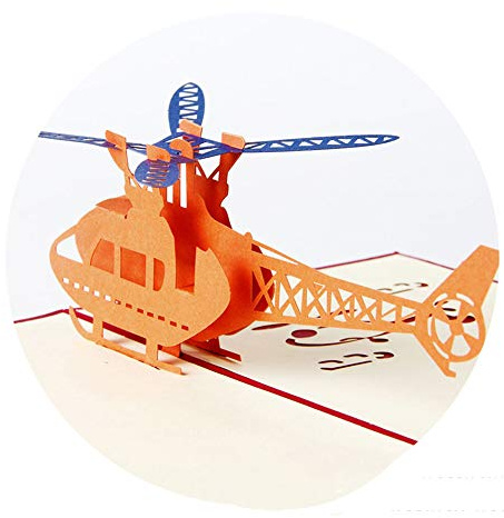 Goodplan Premium Qualität 3D Gruß Karte Hubschrauber Jubiläum Happy Birthday Weihnachten Ostern Grußkarte