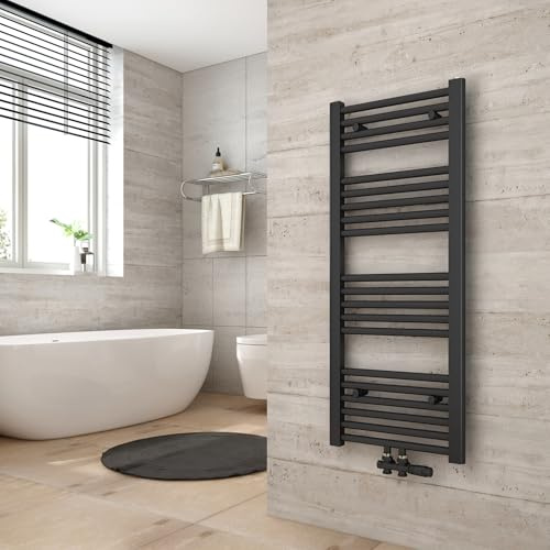 Heilmetz Anthrazit BadHeizkörper 40 x 100 cm Handtuchtrockner Bad-Heizkörper Handtuchheizkörper Mittelanschluss Heizung 356 Watt Leistung Handtuchwärmer