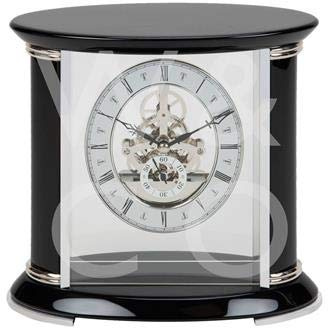 William Widdop Piano Finish Wooden Skeleton Mantel Clock W2658