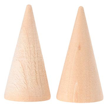 10 Stück Holzkegel DIY Holzkegel unlackiert Holzkegel Ornament zum Bemalen von Holzkegel Ringhalter Schmuckständer 2,5 x 5 cm