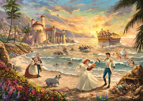 Schmidt 58036 Thomas Kinkade Disney Arielle, 1000 Teile Puzzle | The Little Mermaid, Celebration of Love