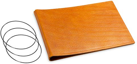 A5+ Querformat, revolutionäres, nachhaltiges X17-Konzept für Notizbuch, Personal Organizer und Terminplaner/Hülle für 3 Hefte! Belgisches Leder hell- braun, cognac, Made in Germany