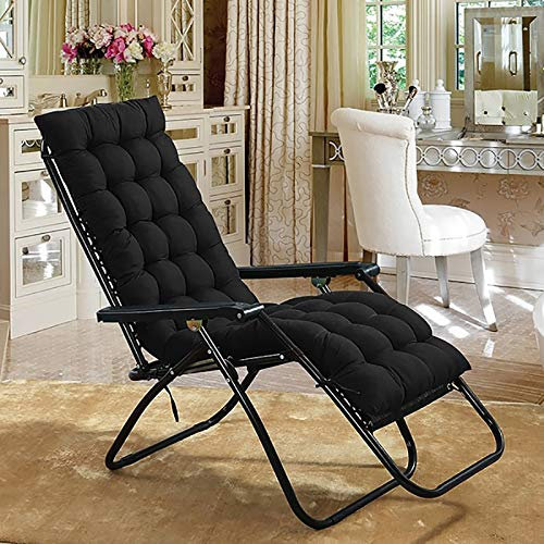 Ledph Sitzauflagen GartenmöBel, Tragbare Deckchair Auflagen, Liegenauflage Verrutschen Verhindern, Auflagen FüR GartenmöBel Fur Sonnenliege, Liegestuhl, Relaxliege,Schwarz,48 * 120cm