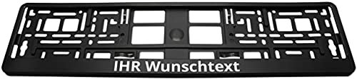KENNZEICHENHALTER semi matt schwarz mit individuellem WUNSCHTEXT direkt Bedruckt - Keine Folie – 2er-Set Kennzeichenhalter mit Wunschtext