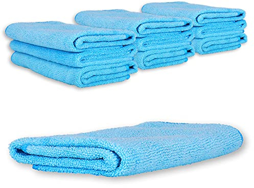 ABACUS® Mikrofasertuch blau 10er Set (7792.1) - Mikrofasertuch High Performance Reinigungstuch Putztuch Fenster Fusselfrei Hohe Saugkraft