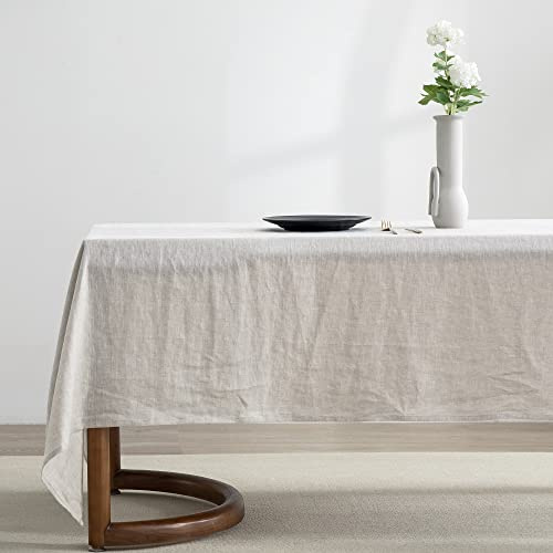 EVERLY100% Pure Linen Rectangle Tablecloths 120LX60W Inch for Dining,Buffet Parties,Picnic,Events,Weddings and Restaurants,10ft Table Cloth Thanksgiving Machine Washable Tablecloth-Natural Linen