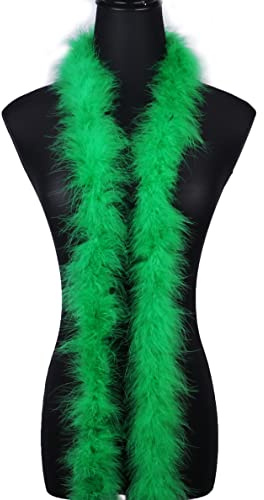 2 Yards 20G Fluffy Marabou Green Feather Boa for DIY Craft Sewing Trim Home Wedding Party Christmas Decoration