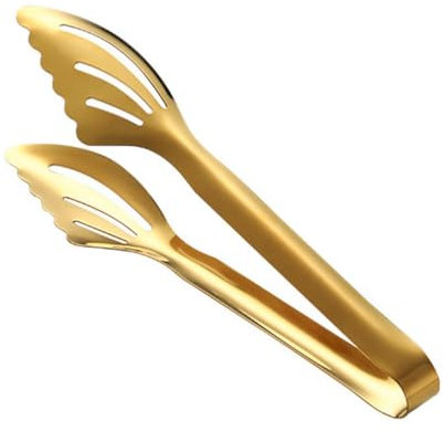 Cabilock Salatzange Kochzange Küchenzange Grillzangen Fleischzange Brotzange Bratzange Servierzange Lebensmittel Zange für Barbecue Grillen Kochen Buffet Golden Sü?igkeitenzange