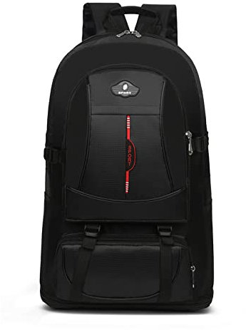 QQYG 60L Herren Erweiterbarer Outdoor-Rucksack Angeln Bergsteigen Sportrucksack Schultasche Camping Wandertasche,Preto,35 * 15 * 52CM