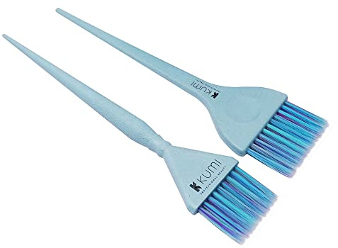 Kumi Lot de 2 pinceaux de coloration écologiques pour cheveux bleus avec petits et grands pinceaux de teinture pour cheveux