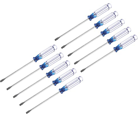 uxcell Mini Slotted Screwdriver, 3.0mm Flat Head 127mm Length for Small Appliances Repair, 10 Pcs