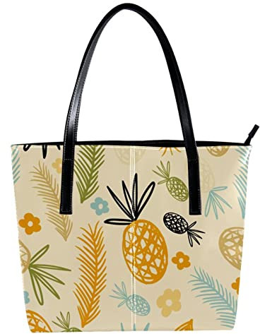 Schultertasche, leicht, lässig, Schultasche, Lehrertasche, Handtasche, Geldbörse, Gelb, Grün, Blau, Ananas, Süßigkeiten, Blätter, Mehrfarbig