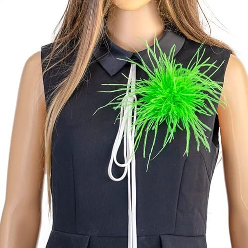 Plumes d'Autruche Naturelles Bijoux de Mode de Luxe Vintage Plumes Noires Cristal Couronne Broche Broche Partie Fantaisie Costume Accessoire-fruit vert,1pcs