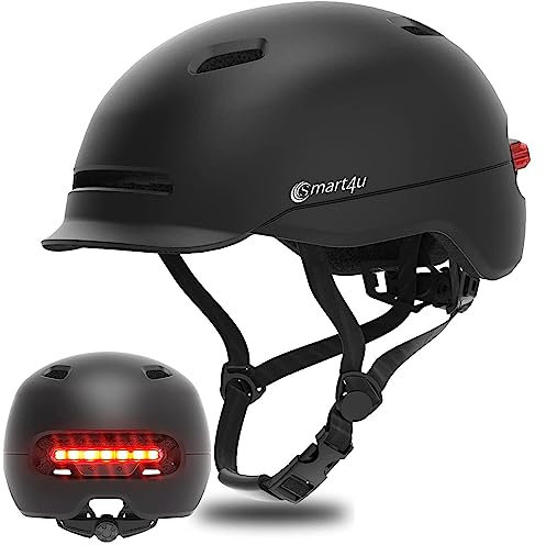 Smart4u Fahrradhelm mit LED-Licht und Blinker, Cityhelm für Erwachsene mit Automatischem Bremslicht, geeignet für Pendler und Stadtfahrten, für Erwachsene Herren und Damen, Wasserdicht