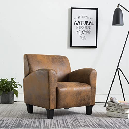 Homgoday Sessel Fernsehsessel Relaxsessel Loungesessel Fernsehsessel TV-Sessel Ruhesessel Einzelsofa Lesesessel Einzelsessel für Wohnzimmer Schlafzimmer Braun Kunstleder Wildleder-Optik