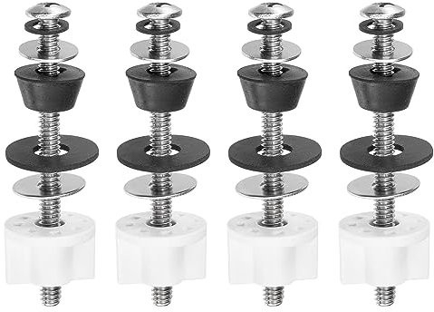 QUARKZMAN 4 Set Toilettensitz Scharnier Bolzen Kit Toilettensitz Schrauben Bolzen Ersatz mit Plastikmuttern und Gummi Unterlegscheiben und Edelstahl Scheiben