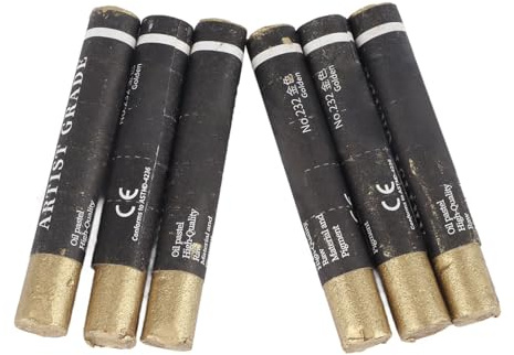 Ölpastell-Set, Buntstifte für 6-teilige Punktierung, für ölige Künstlerqualität, für Einfarbige Wachspastellkreide mit Kräftigen Farben, Farbige Stickpastellkreide (GOLD)