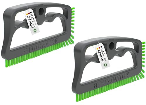 FUGINATOR® Fugenbürsten-Bundle 2 Bürsten in grau/grün - Reinigungsbürste zur Fugenreinigung in Bad, WC, Küche usw. - Reinigung von Wand- und Bodenfliesen - Handliche Bürste für Fugen und Fliesen