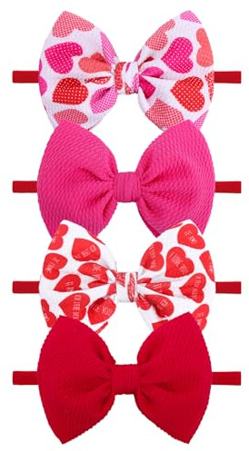 YanJie Alla hjärtans dag baby pannband rosetter spädbarn pannband nyfödda flickor alla hjärtans dag hårband hårtillbehör rosetter kärlek pannband rosa hårband rosetter småbarn barn rosa hjärta