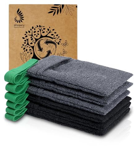 PHOGARY Lot de 6 Sacs Filet Exfoliant Savon Solide, Nylon Sac à Savon Shampoing pour Bain/Douche, Housse Pochette Savon Exfoliante pour le Corps, Séchage Rapide (Gris, Noir)