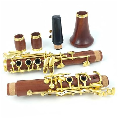 Redwood Tube C-Tasten-Klarinette Vergoldete Tasten Klarinetteninstrument Aus Holz Mit Zubehör Klarinette für Anfänger