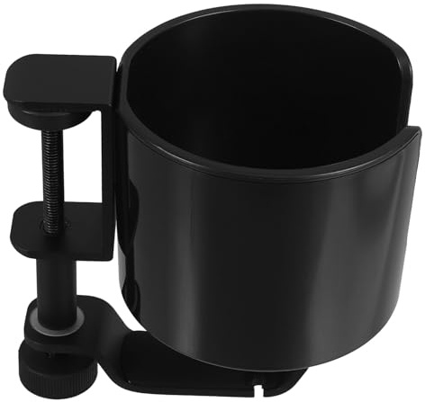 PRETYZOOM Porta Bicchiere per Scrivania con Gancio Girevole per Cuffie Supporto Nero in Lega di Alluminio e Plastica Facile da Installare Adatto a Tavolo e Mobile