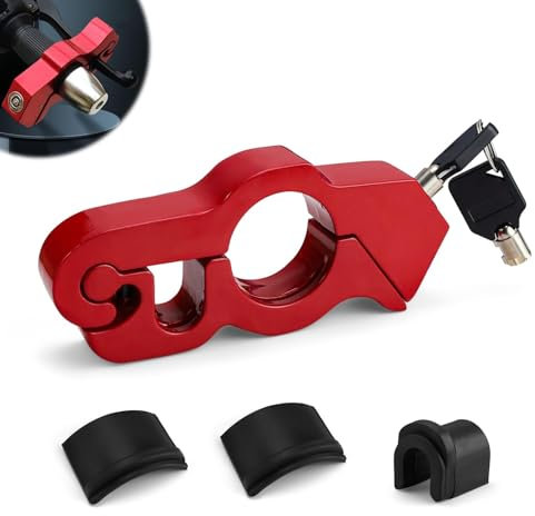 Candado Moto Rojo, Aleación de Aluminio Cepo Moto Manillar, con Arandela Candado Universal para Manillar de Motocicleta, Utilizado para Fijar Manillares de Motos y Vehículos Eléctricos