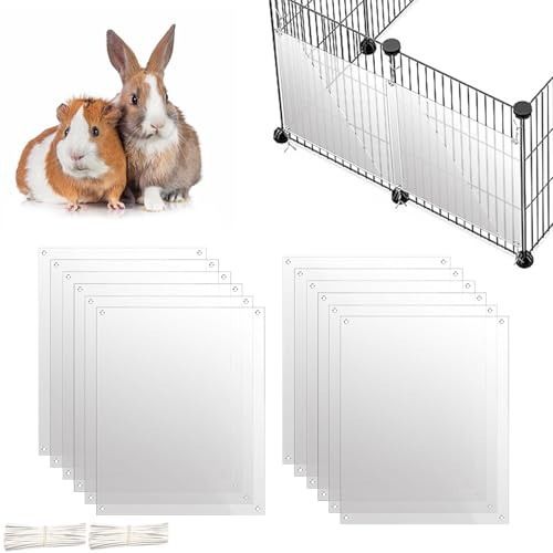 Oncpcare 12 Stück Käfig Seitenschutz für Kleintiere –26 × 21 cm, Urin- & Spritzschutz mit Befestigungslöchern für Kaninchen- und Meerschweinchenkäfige, Hält Streu im Käfig
