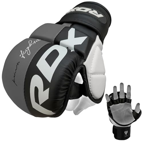 RDX MMA Handschuhe, Sparring Handschuhe Herren, Kampfhandschuhe für Kampfsport, Muay Thai, Kampfsport, Kickbox, belüftete offene Handfläche Handschuhe für Stanzen Grappling, Männer Frauen