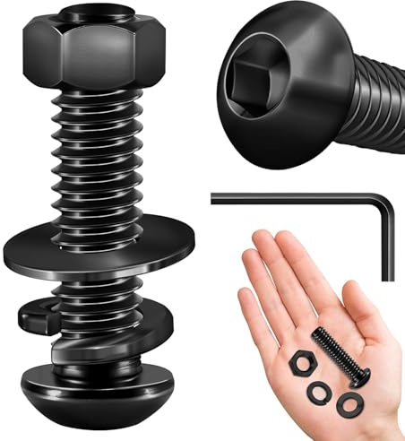 Dayalo M6 Linsenkopfschrauben, Schwarze Schrauben mit Innensechskant 10 Stück, Edelstahlschrauben Rundkopfschrauben M6x20mm, Halbrundkopfschraube Muttern und Unterlegscheiben Sortiment Kit