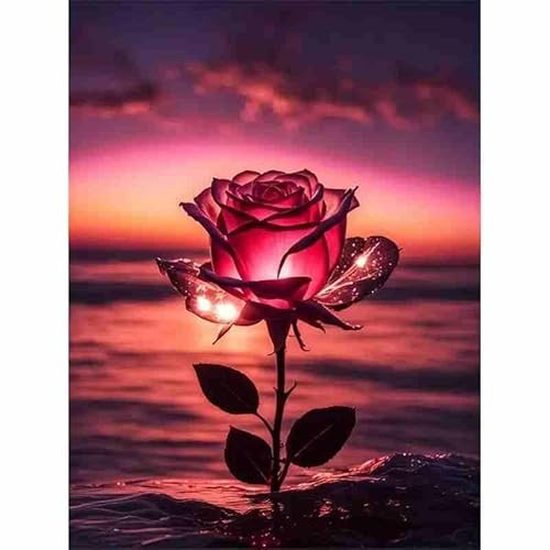 DIY Diamond Painting Rose 5D Diamantmalerei Set für Erwachsene,Vollständige Bohrung Glitzernde Diamantmalerei Bilder für Heimdekoration Wandkunst,Perfekt für Wohnzimmer oder Schlafzimmer (30x40cm)