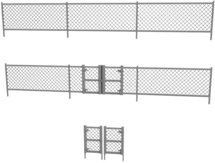 Trackside 3D 1:76 OO Gauge Railway Chain Link Security Fencing Panel Pack 120cm Total Length – Paintable, Customisable with Double Gates