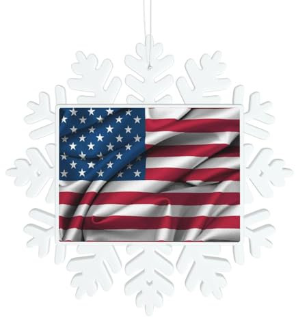 Amerikanische Flagge Schneeflocke Form Weihnachtsbaum Anhänger Weihnachtsschmuck Handwerk Dekorationen mit Lanyards Neuartige Party Dekorationen