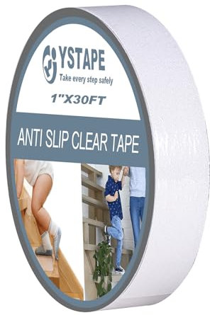 Eyerayo Anti Slip Clear Tape 25mm x 9m Non Slip Adhesive Stair Treads High Traction Safety Tape for Stairs Steps Decking Indoor and Outdoor