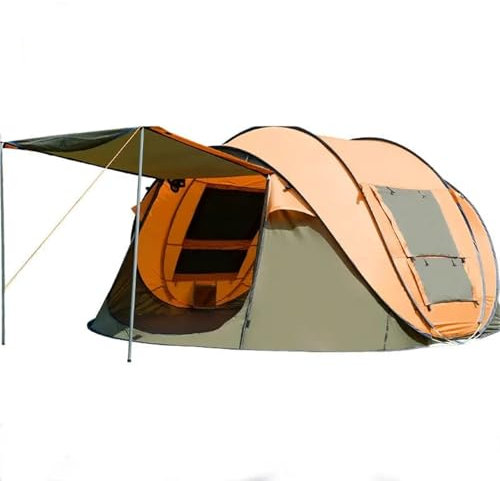 Campingzelt 4–6 Personen Zelt, 280 x 200 x 120 cm, Ultraleicht, großes Campingzelt, wasserdicht, Winddicht, automatisches Zelt, Reise- und Wanderzelt Tunnelzelte(4-6person Yellow)