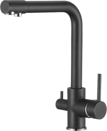 Wasserhahn Küche BieTal® BT-301 3-Wege L-Auslauf Schwarz Küchenarmatur Mischbatterie Armatur Küche Spültischarmatur & Drehbar für Wasserfilter oder Sprudelwasser