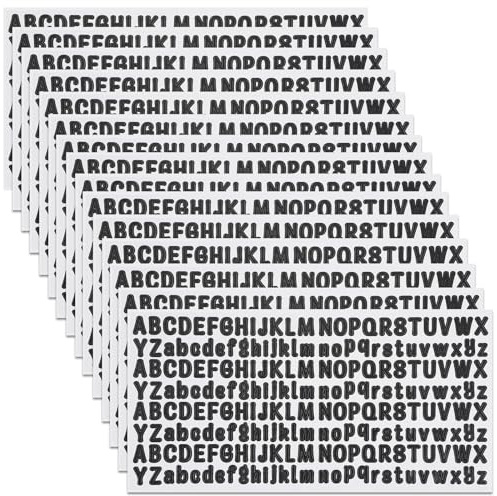 Oruola 15 hojas de letras para pegar, letras negras, letras adhesivas, resistentes a la intemperie, pequeñas para buzón, carteles, ventanas, puertas, coches