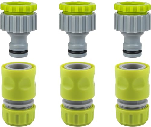 KYRYD Schlauchverbinder, Schlauchverbinder Wasserhahn mit 3-teiligem Set 1/2 Zoll 3/4 Zoll 2-in-1 Wasserhahnverbinder, Gartenschlauchverbinder, Gartenschlauchverbinder Set
