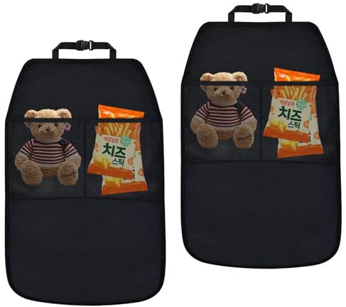 Kaslaider 2 Pezzi Protezione Schienale Auto – Tappetino Kick Mat Impermeabile in Tessuto Oxford con 2 Tasche, Coprisedile Posteriore Universale Anti-Calcio e Anti-Macchia per Bambini