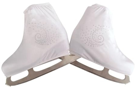 Blausky 1 Paar Unisex Samt-Skates Cover,Eiskunstlauf Schuhüberzieher mit Strass Überziehsocke reißfester & elastischer Überzug für Inlineskates Rollschuhe und Schlittschuhe,Weiß,L(37-39)