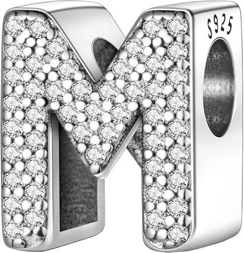 FLUFLO Charm Anhänger Damen Buchstabe A-Z für Armband 925 Sterling Silber Charms Beads passend für Pandora Armband und Halskette, Kompatibel mit Europäischen Armbänder für Frauen Mädchen.ZM1