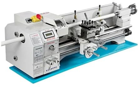 Mini tornio for metallo Tornio for metallo 1.1KW Velocità 8,7 X 23,6 pollici/220 X 600 mm con mandrino a 3 griffe for filettature(220V)