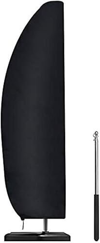 Parasol Cover, Waterproof, Windproof, Heavy Duty Rip Proof 420D Oxford Fabric Extra Large Cantilever Umbrella Cover with Zip (Black, 265 cm)