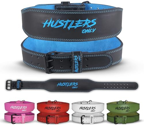 HUSTLERS ONLY tyngdlyftningsbälte för män och kvinnor – 7 mm tjockt syntetiskt läder gymbälte 10 cm vadderat ryggstöd – viktbälte för lyftning, bodybuilding, dödlyft, squat-träning (svart – XL)