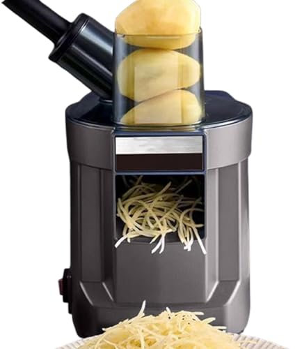 Crocutadora De Verduras Comercial 3 En 1, Procesador De Alimentos Multifuncional,Puerto Doble/Puerto úNico, Cortadora EléCtrica De Patatas, Rebanadora Y Trituradora AutomáTica De Cebolla,Dualport