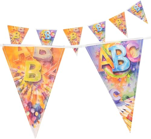 Party Factory Wimpelkette Back to School, 4-5 Meter, Bunt, Einschulung Deko, Girlande für Schulanfang