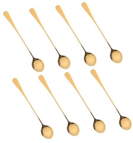 COLLBATH 8 Piezas Cucharillas de Acero Inoxidable Dorado para Café con Mango Cucharas para Café Postres Helado y Espresso Diseño Moderno y Versátil para Hogar y Restaurantes